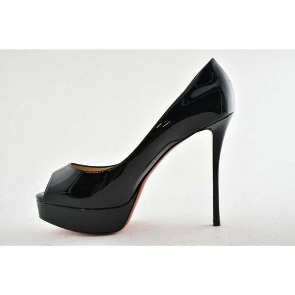 Christian Louboutin Fetish Peep 130 Black Patent Platform Sandal Heel Pump 40 - Picture 7 of 10